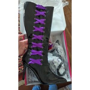 Funtasma Women's Sz 9 VIX126/B Black Patent Boots Sexy!